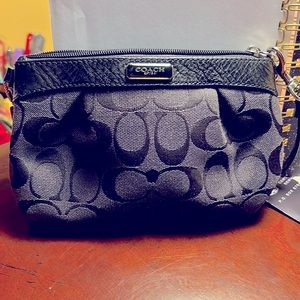 Coach black mini wristlet